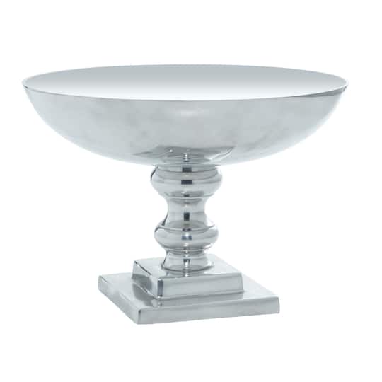 15" Silver Aluminum Traditional Decorative Bowl